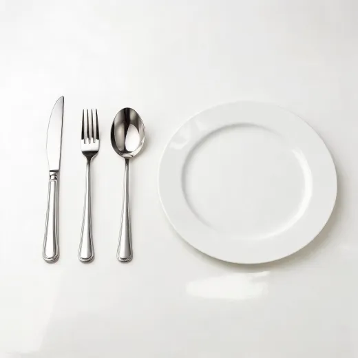 Stainless flatware arrangement